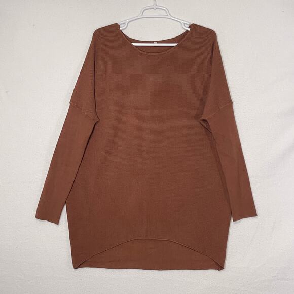 Shein Oversized Brown Rib Knit Sweater Womens Medium Long Length Baggy Grunge - Picture 1 of 10